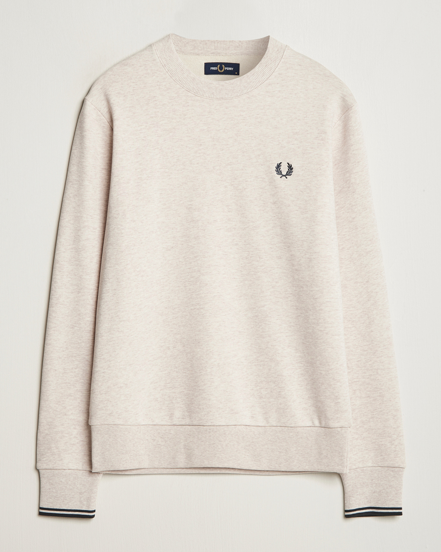 Men | Sweaters & Knitwear | Fred Perry | Crew Neck Sweatshirt Oatmeal Melange