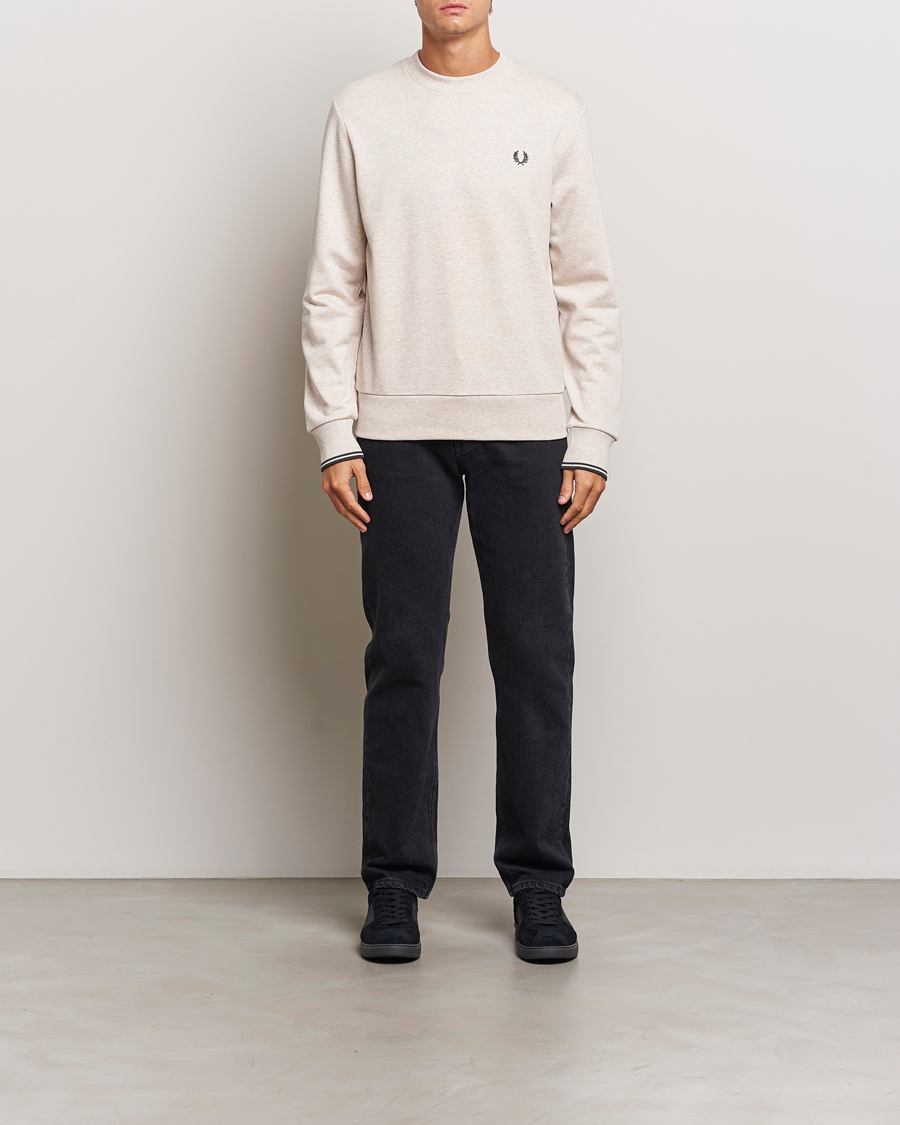 Men | Sweaters & Knitwear | Fred Perry | Crew Neck Sweatshirt Oatmeal Melange