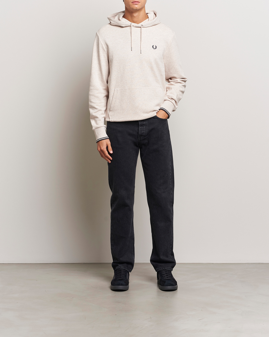 Men | Sweaters & Knitwear | Fred Perry | Tipped Hoodie Oatmeal Melange