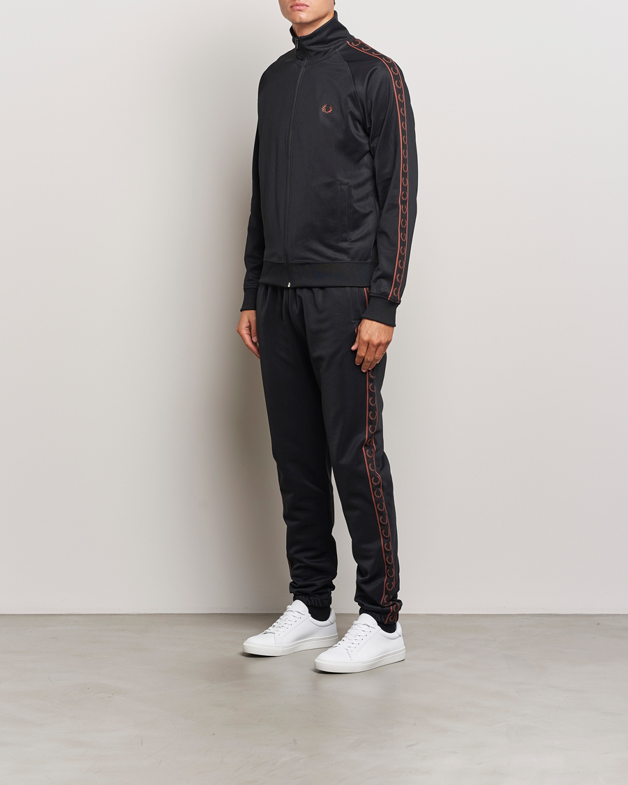Men | Trousers | Fred Perry | Taped Track Pants Black