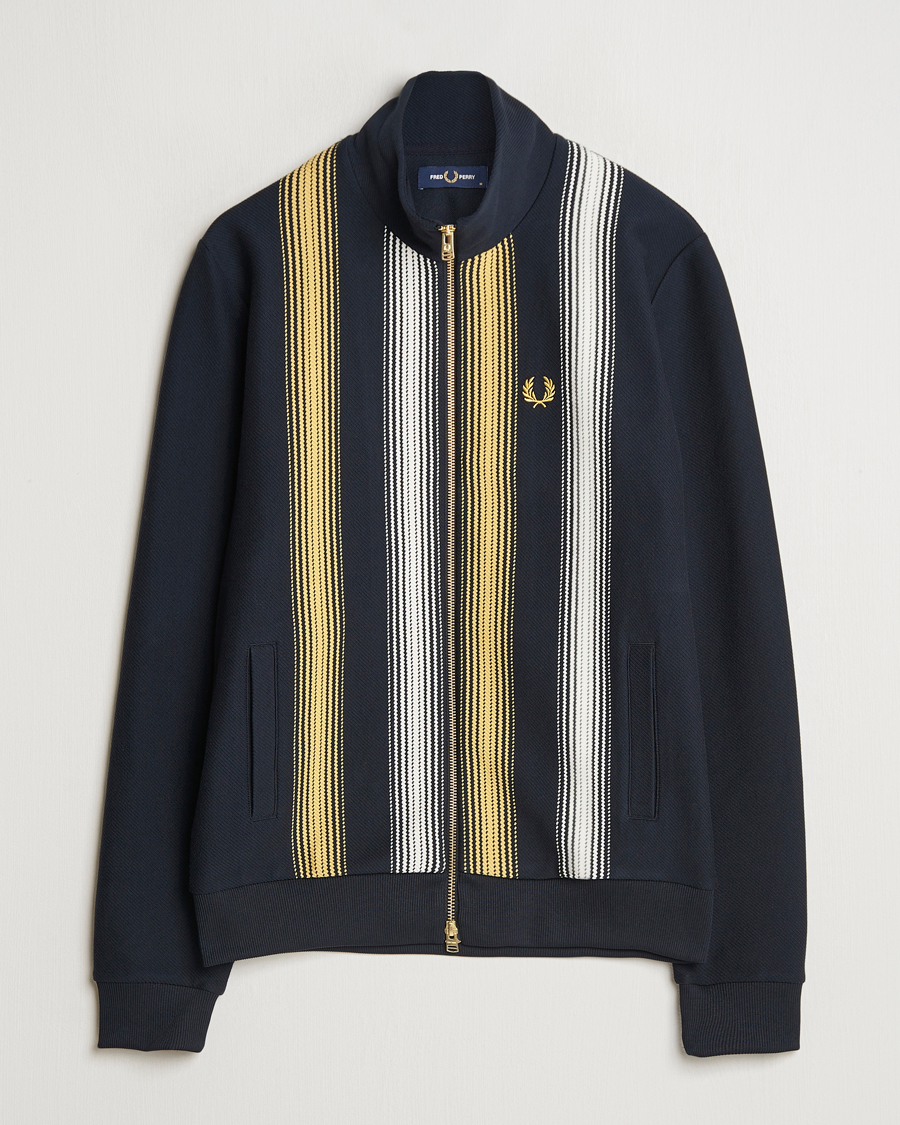 Men | Sweaters & Knitwear | Fred Perry | Ombre Striped Track Jacket Navy
