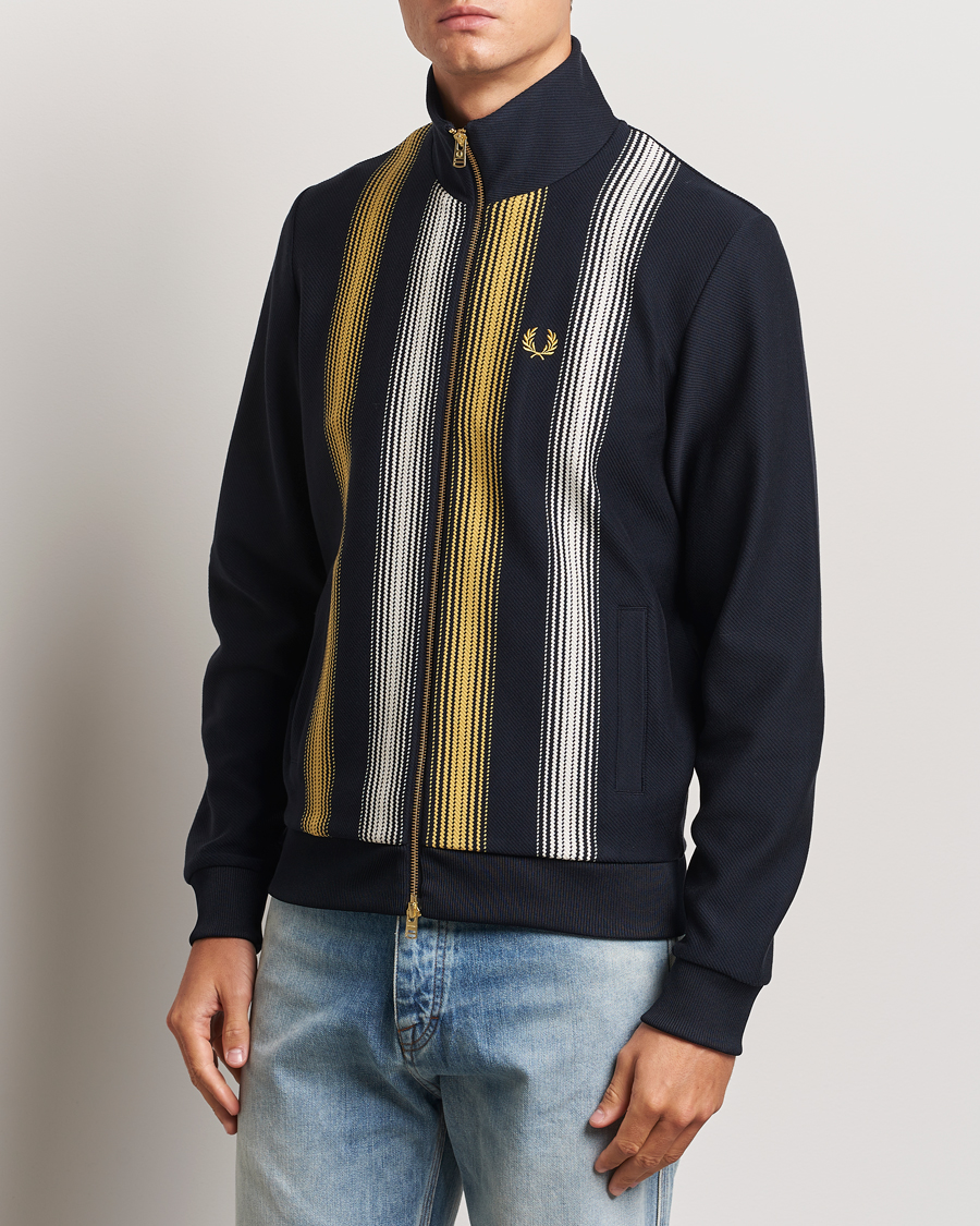 Men | Sweaters & Knitwear | Fred Perry | Ombre Striped Track Jacket Navy