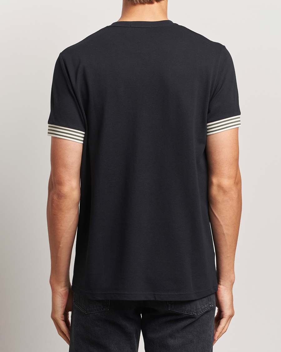 Men | T-Shirts | Fred Perry | Striped Cuff Crew Neck T-Shirt Black