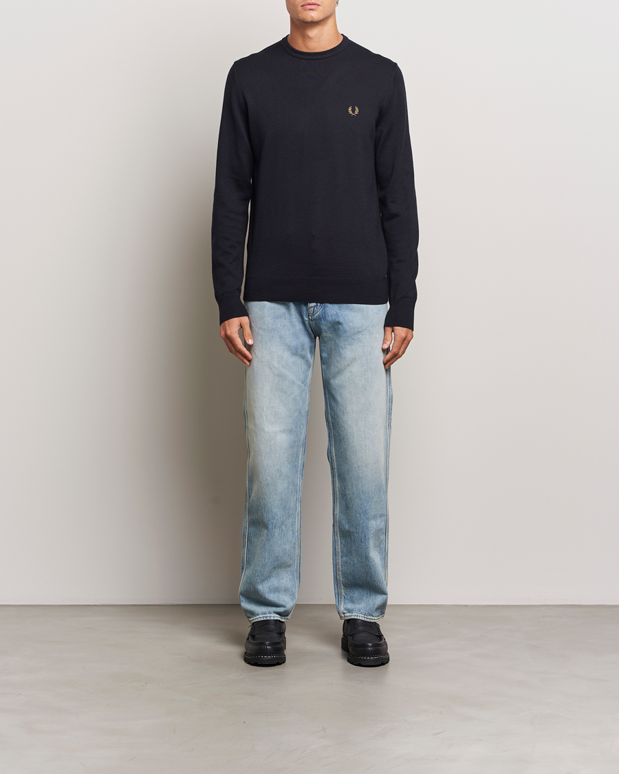 Men | Sweaters & Knitwear | Fred Perry | Classic Crew Neck Jumper Navy