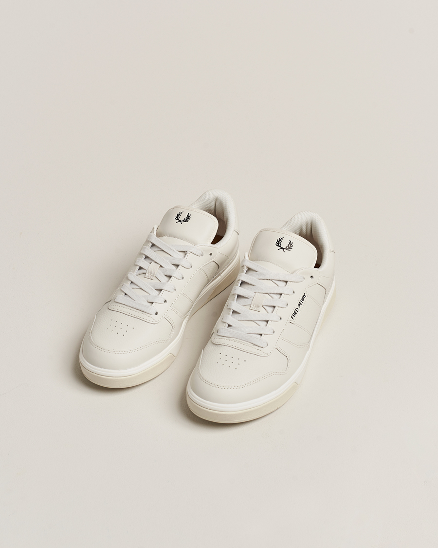 Men | Fred Perry B300 Textured Leather Sneaker White | Fred Perry | B300 Textured Leather Sneaker White