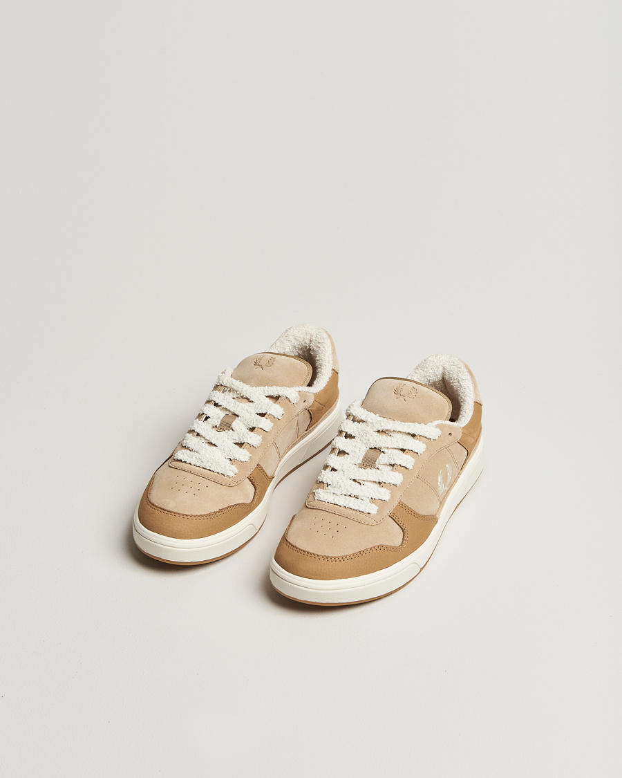 Men | Fred Perry B300 Textured Nubuck/Suede Sneaker Warmstone/Ecru | Fred Perry | B300 Textured Nubuck/Suede Sneaker Warmstone/Ecru