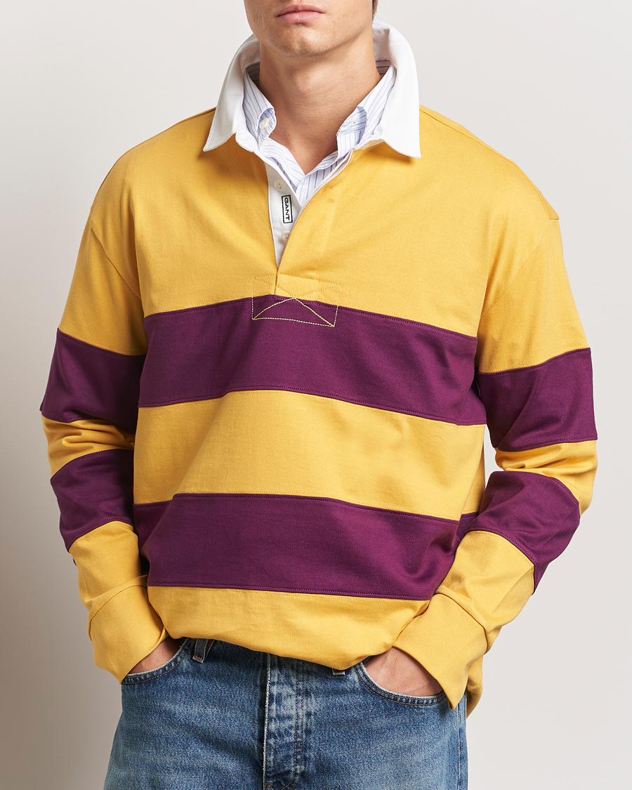 Men | Sweaters & Knitwear | GANT | Block Stripe Heavy Rugger Faded Sunset