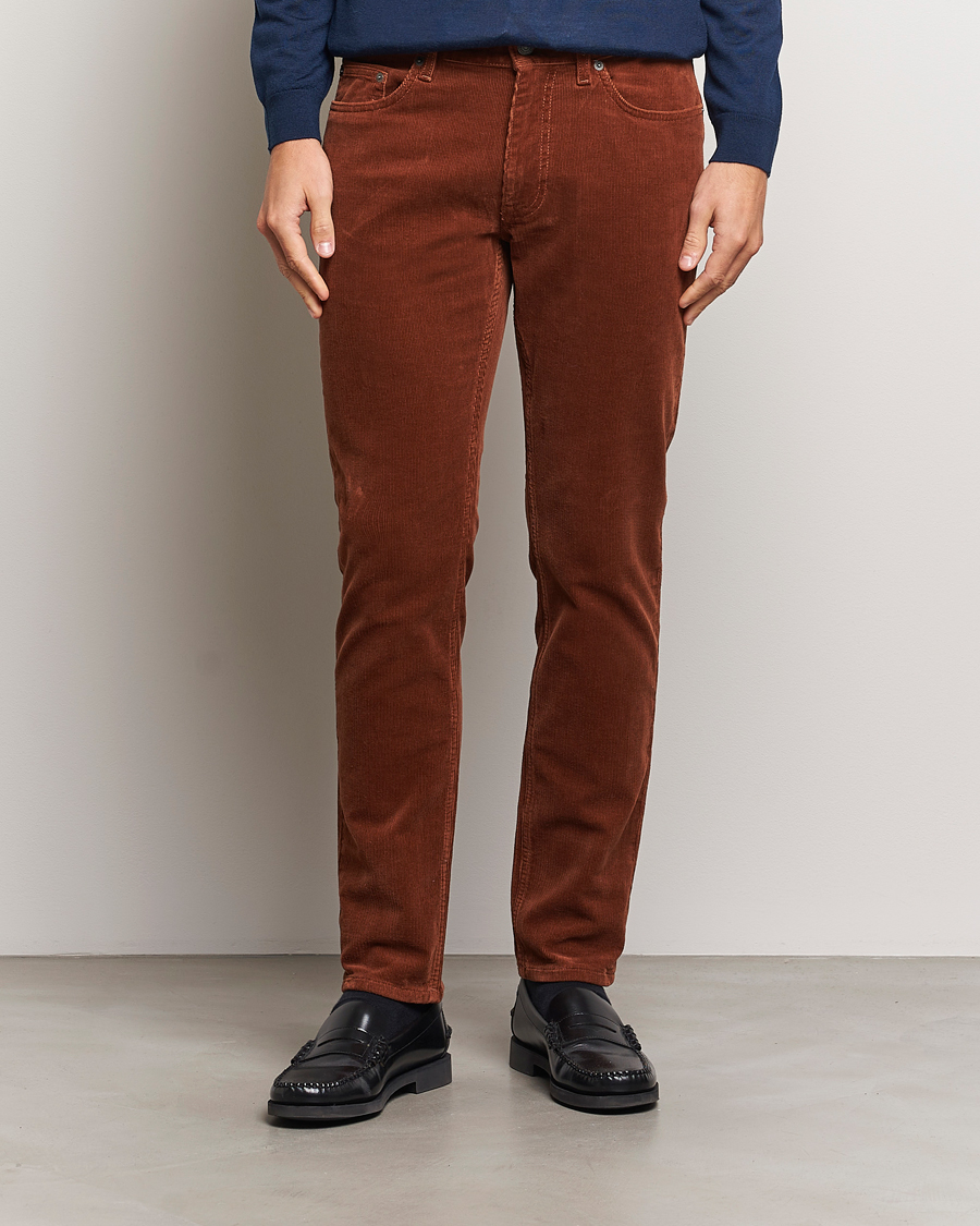 Men | Trousers | GANT | Cord 5-Pocket Jeans Chocolate Brown
