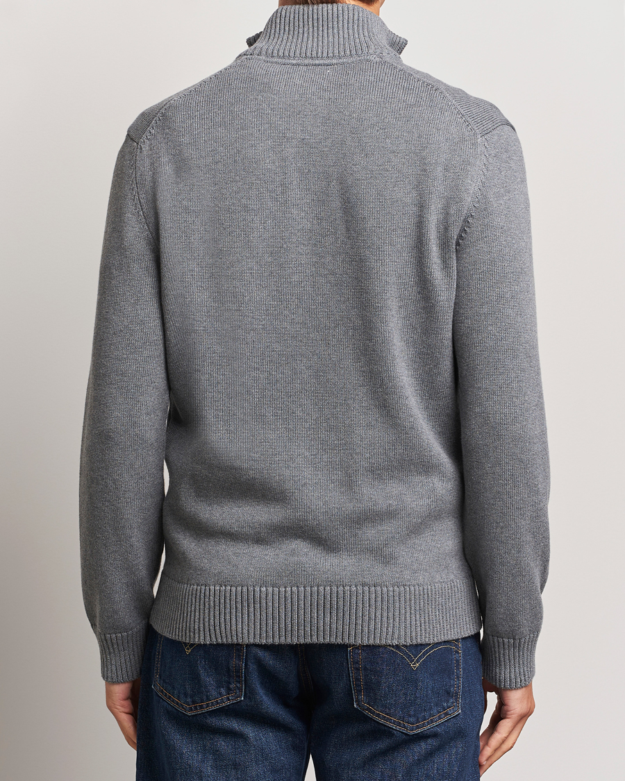 Men | Sweaters & Knitwear | GANT | Casual Cotton Half Zip Dark Grey Melange