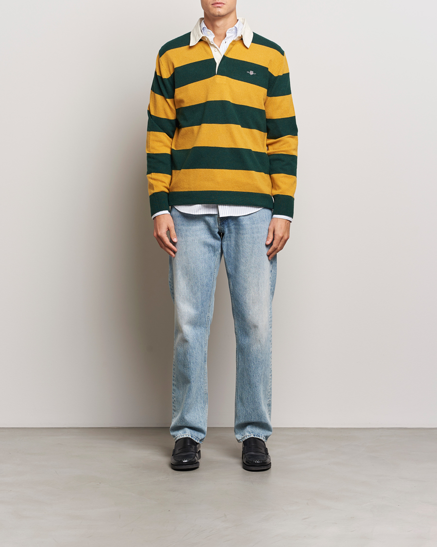 Men | Sweaters & Knitwear | GANT | Extra Fine Lambswool Striped Rugger Tartan Green