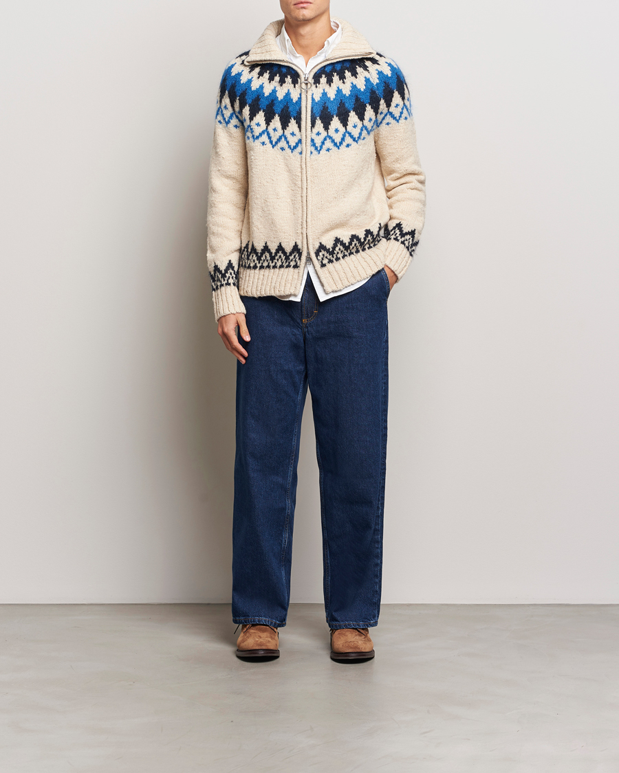 Men | Sweaters & Knitwear | Gant | Jacquard Zip Cardigan Cream