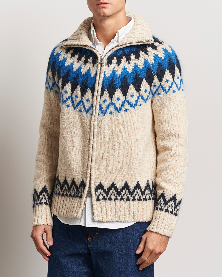 Men | Sweaters & Knitwear | Gant | Jacquard Zip Cardigan Cream