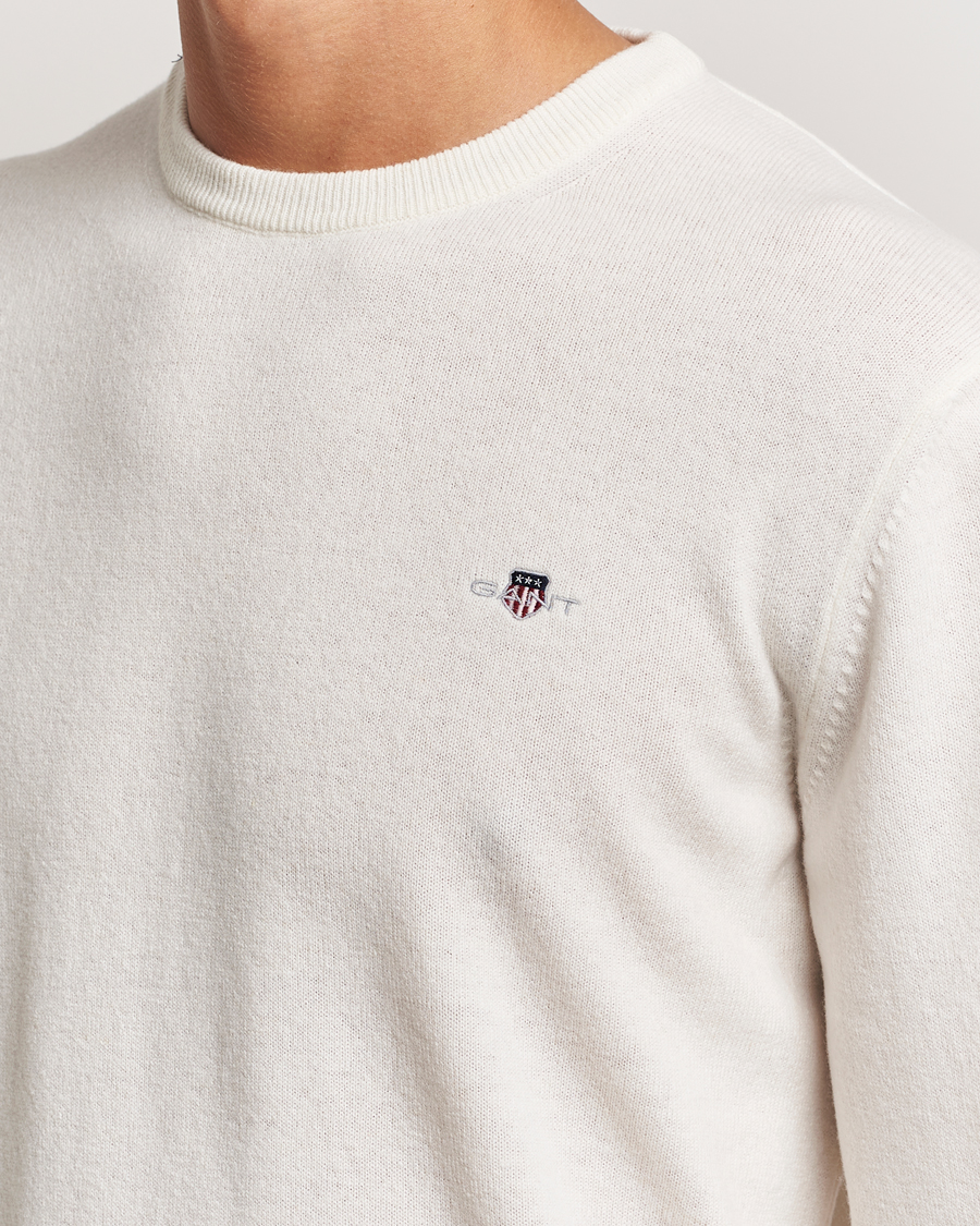 Men | Sweaters & Knitwear | GANT | Lambswool Crew Neck Pullover Cream