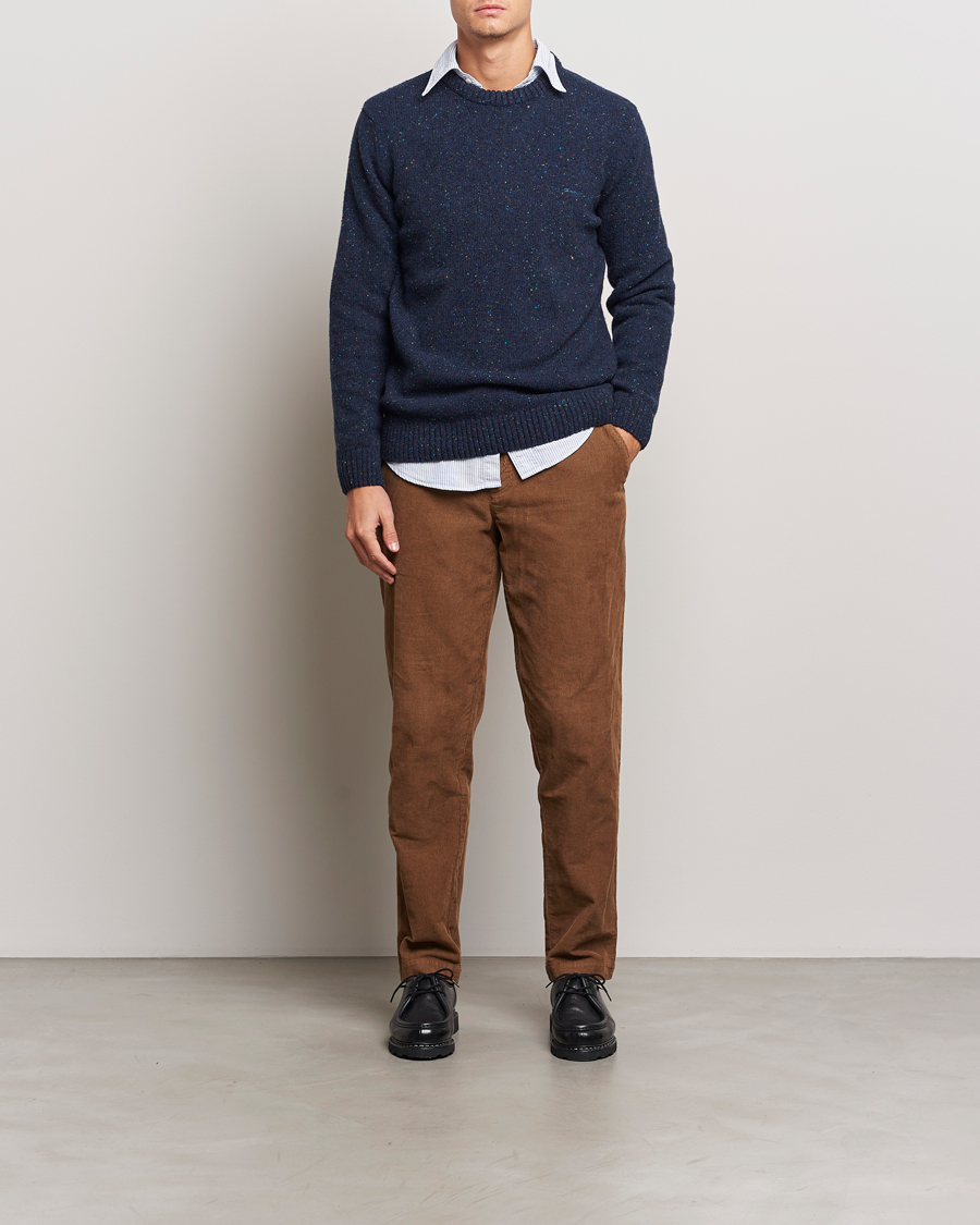 Men | Sweaters & Knitwear | GANT | Neps Wool Crew Neck Evening Blue