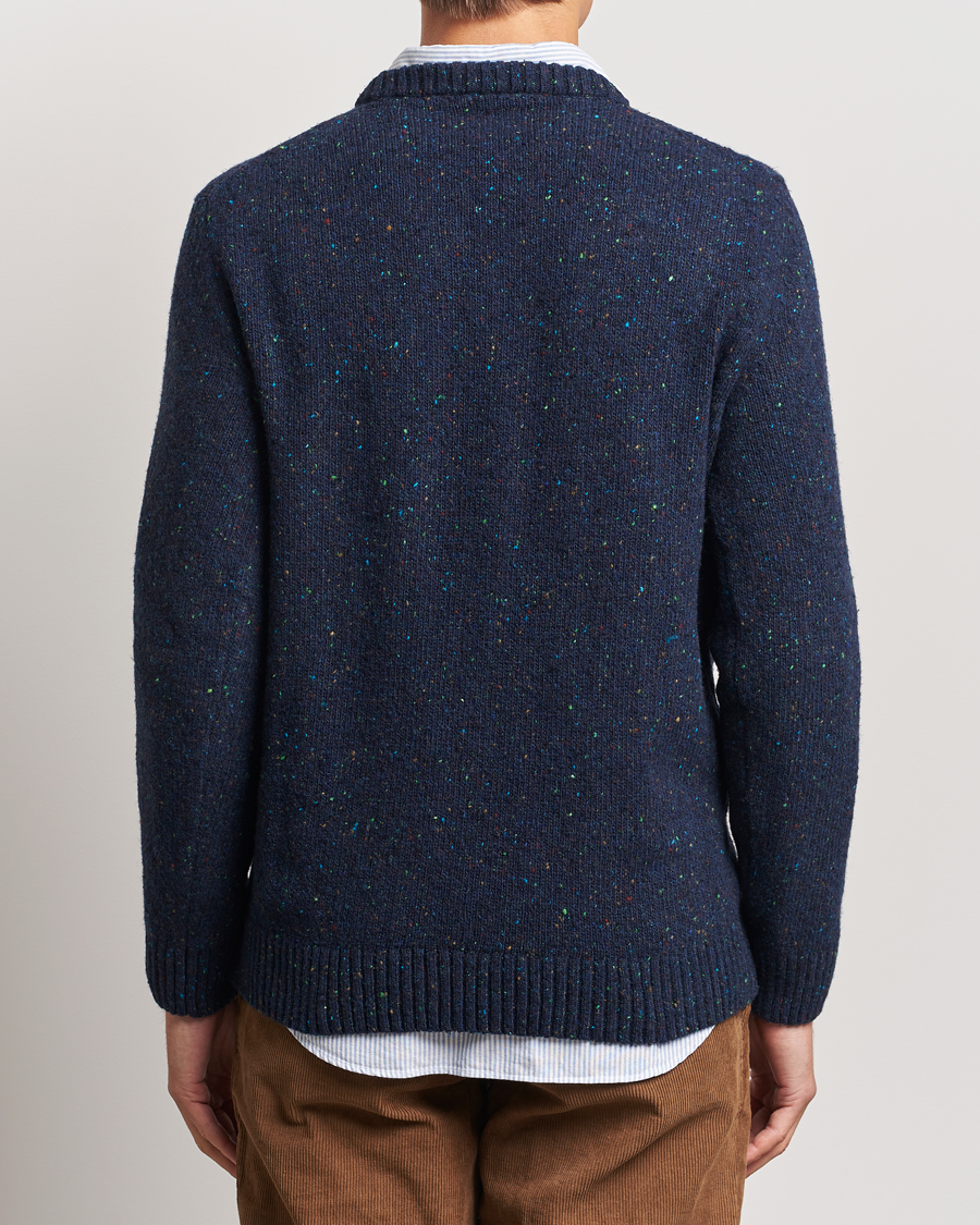 Men | Sweaters & Knitwear | GANT | Neps Wool Crew Neck Evening Blue