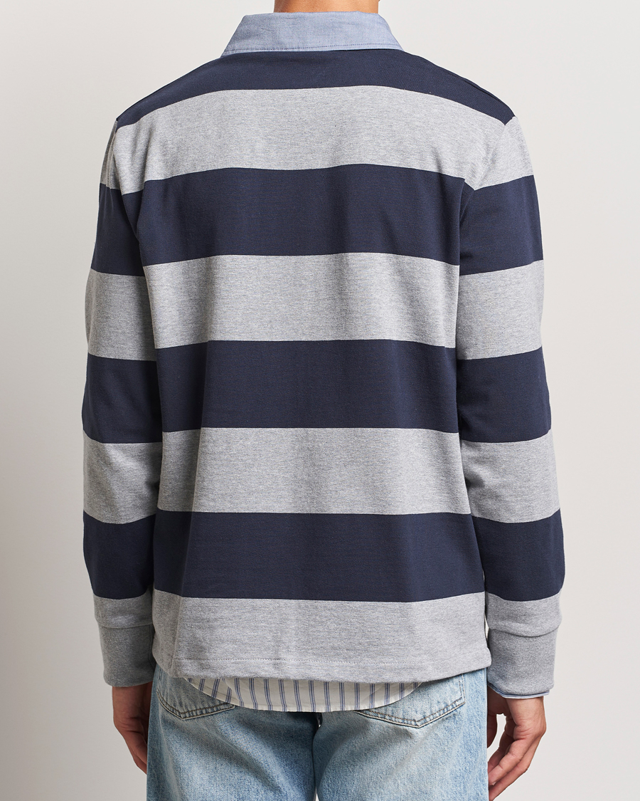 Men | Sweaters & Knitwear | Gant | Chambray Striped Heavy Rugger Grey Melange