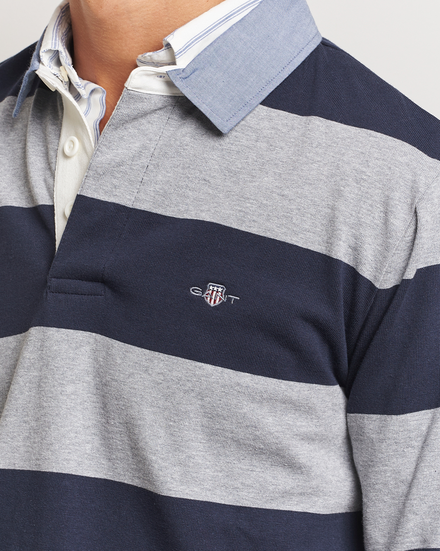 Men | Sweaters & Knitwear | GANT | Chambray Barstriped Rugger Grey Melange