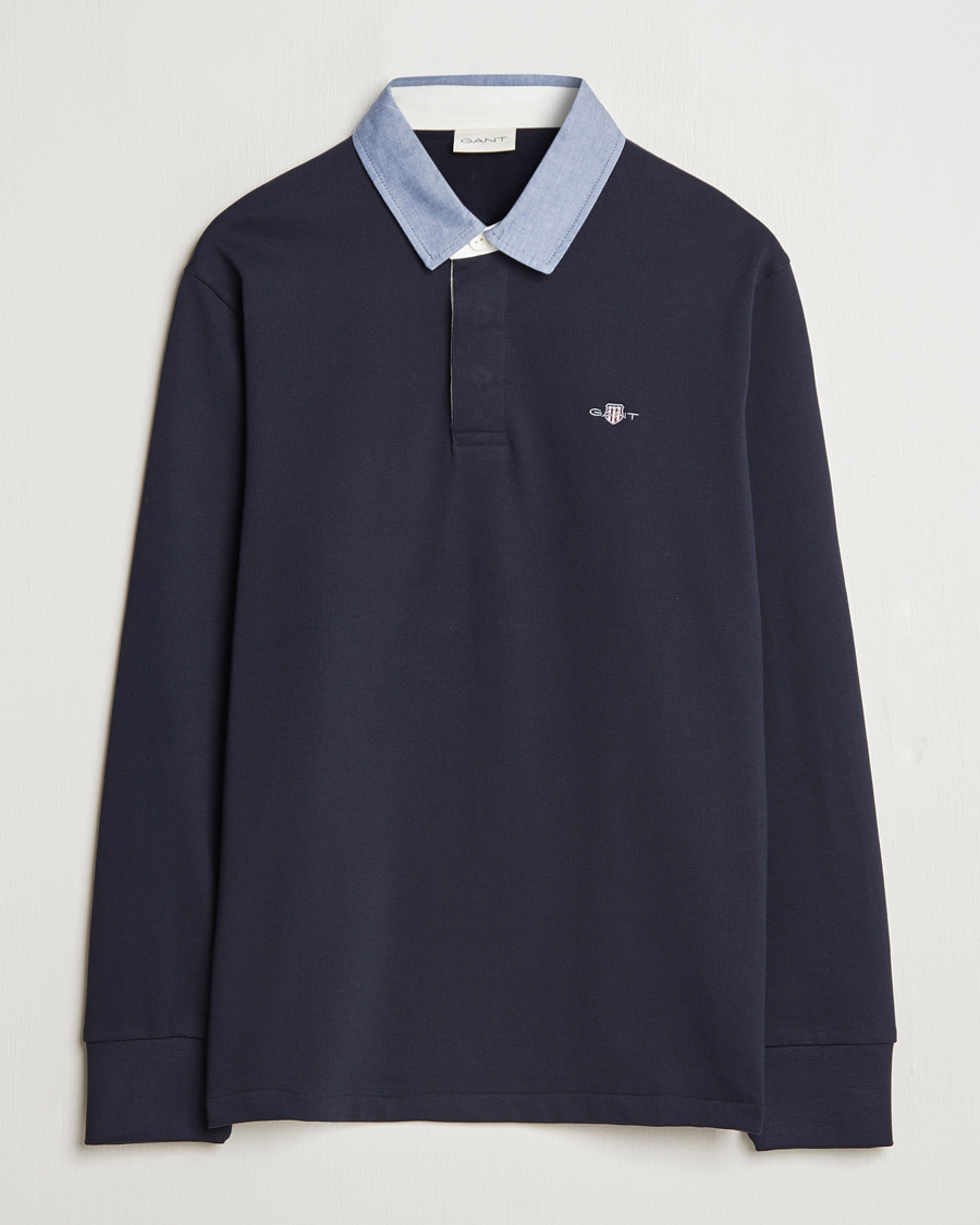 Men | Sweaters & Knitwear | GANT | Chambray Solid Heavy Rugger Evening Blue