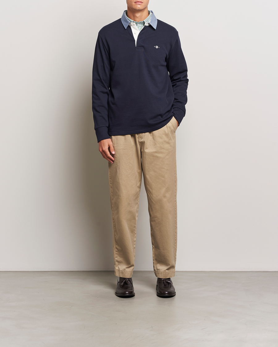 Men | Sweaters & Knitwear | GANT | Chambray Solid Heavy Rugger Evening Blue