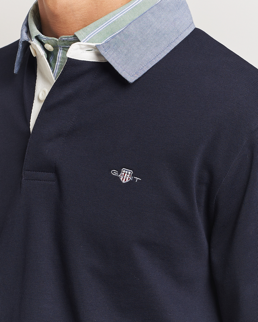 Men | Sweaters & Knitwear | GANT | Chambray Solid Heavy Rugger Evening Blue