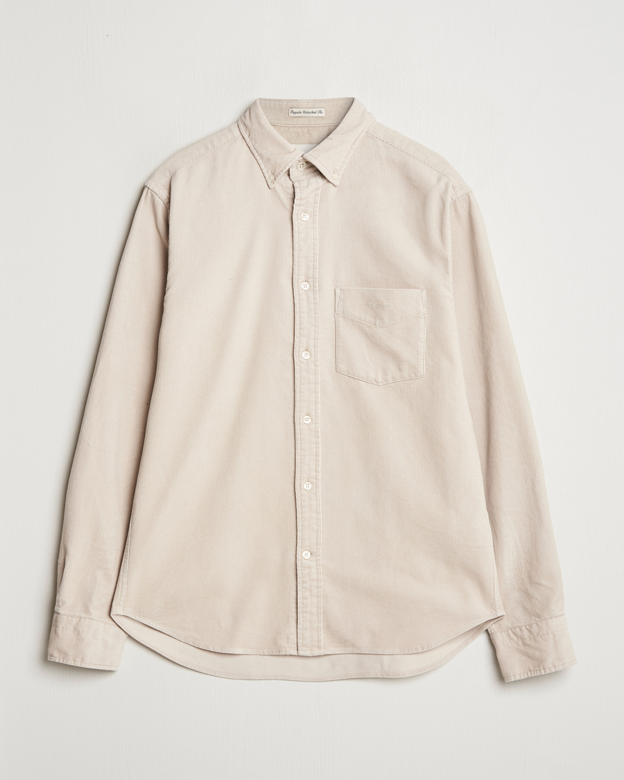 Men | Shirts | GANT | Regular Fit Corduroy Shirt Putty