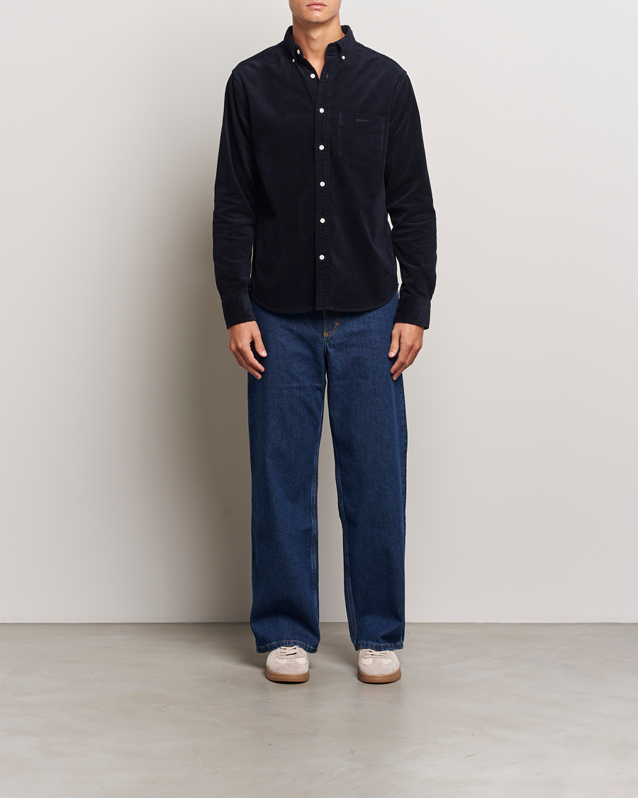 Men | Shirts | GANT | Regular Fit Corduroy Shirt Evening Blue