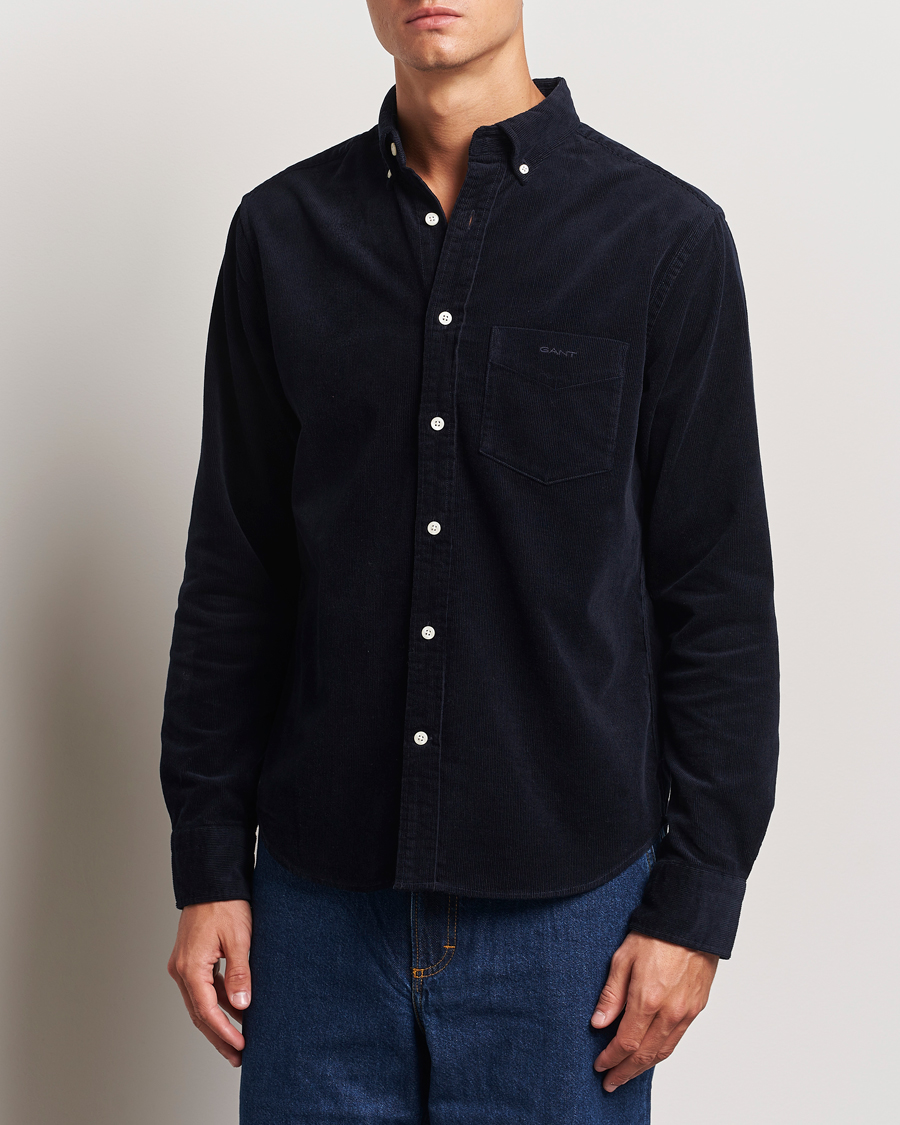 Men | Shirts | GANT | Regular Fit Corduroy Shirt Evening Blue