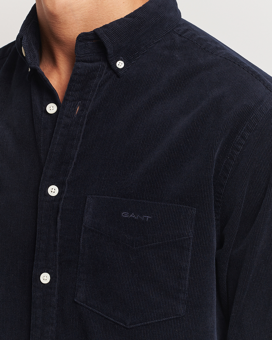 Men | Shirts | GANT | Regular Fit Corduroy Shirt Evening Blue