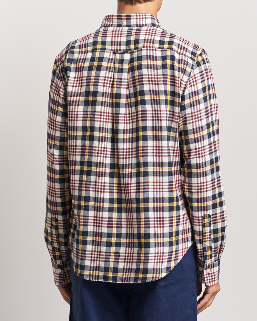 Men | Shirts | Gant | Regular Flannel Plaid Shirt Cream