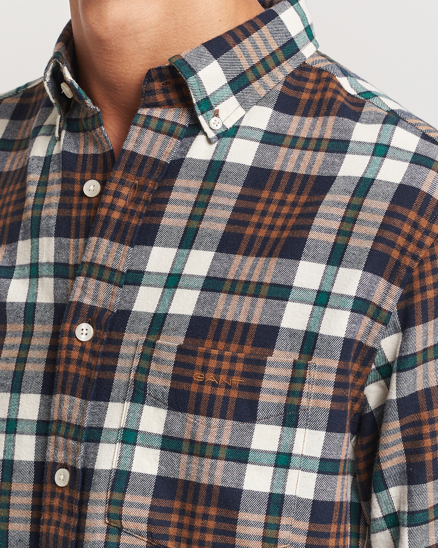 Men | Shirts | Gant | Regular Flannel Plaid Shirt Cacao Brown