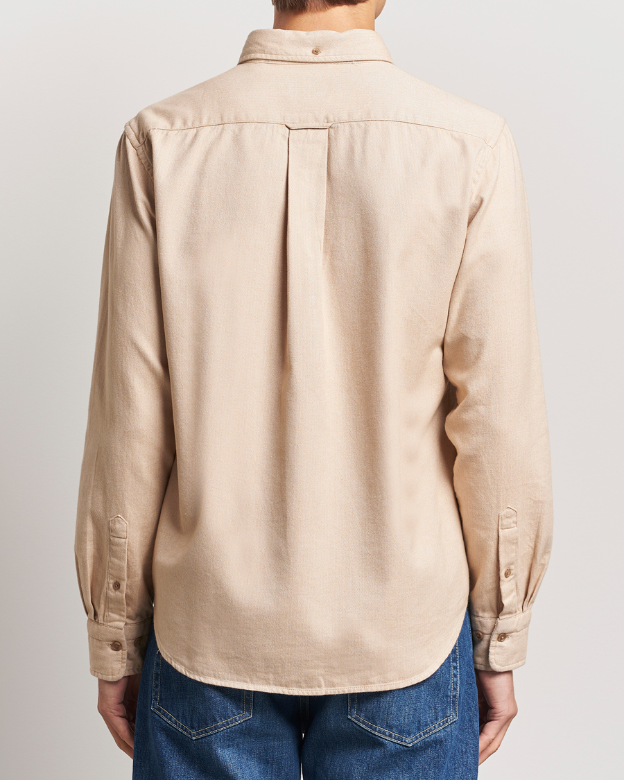 Men | Shirts | GANT | Regular Herringbone Flannel Shirt Caramel Beige
