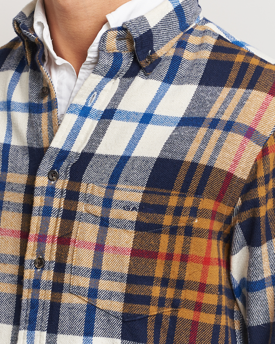 Men | Shirts | Gant | Twill Checked Shirt Beige
