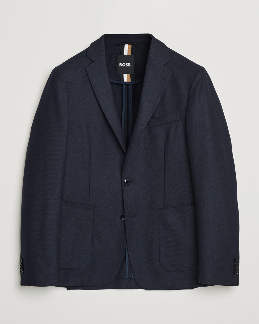 Men | Blazers | BOSS BLACK | Hanry Wool Patch Pocket Blazer Dark Blue