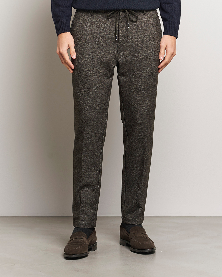 Men | Trousers | BOSS BLACK | Kane Brushed Drawstring Trousers Dark Beige
