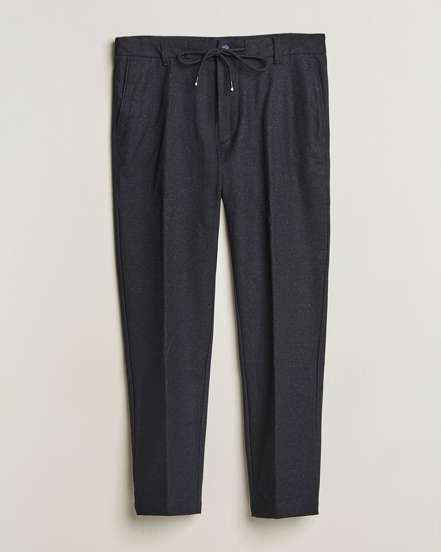 Men | Trousers | BOSS BLACK | Kane Brushed Drawstring Trousers Dark Blue
