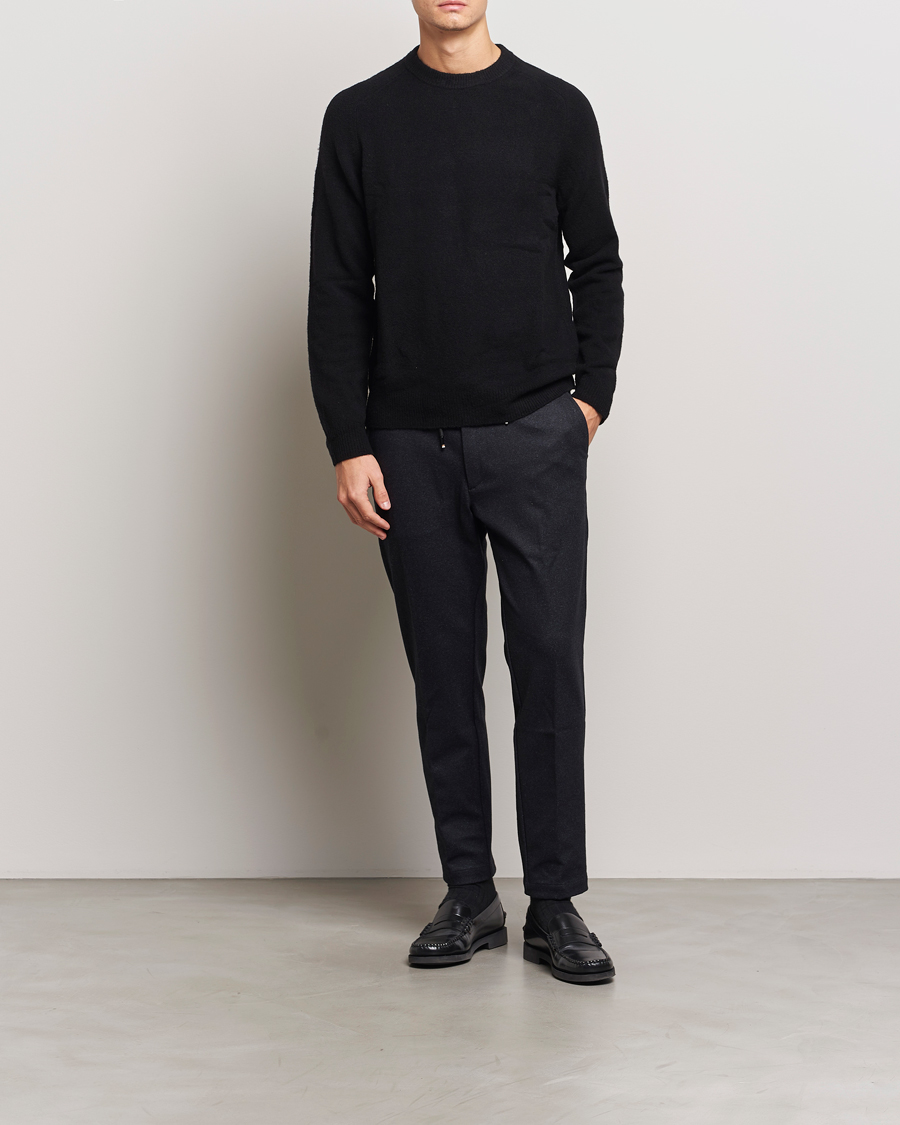 Men | Trousers | BOSS BLACK | Kane Brushed Drawstring Trousers Dark Blue