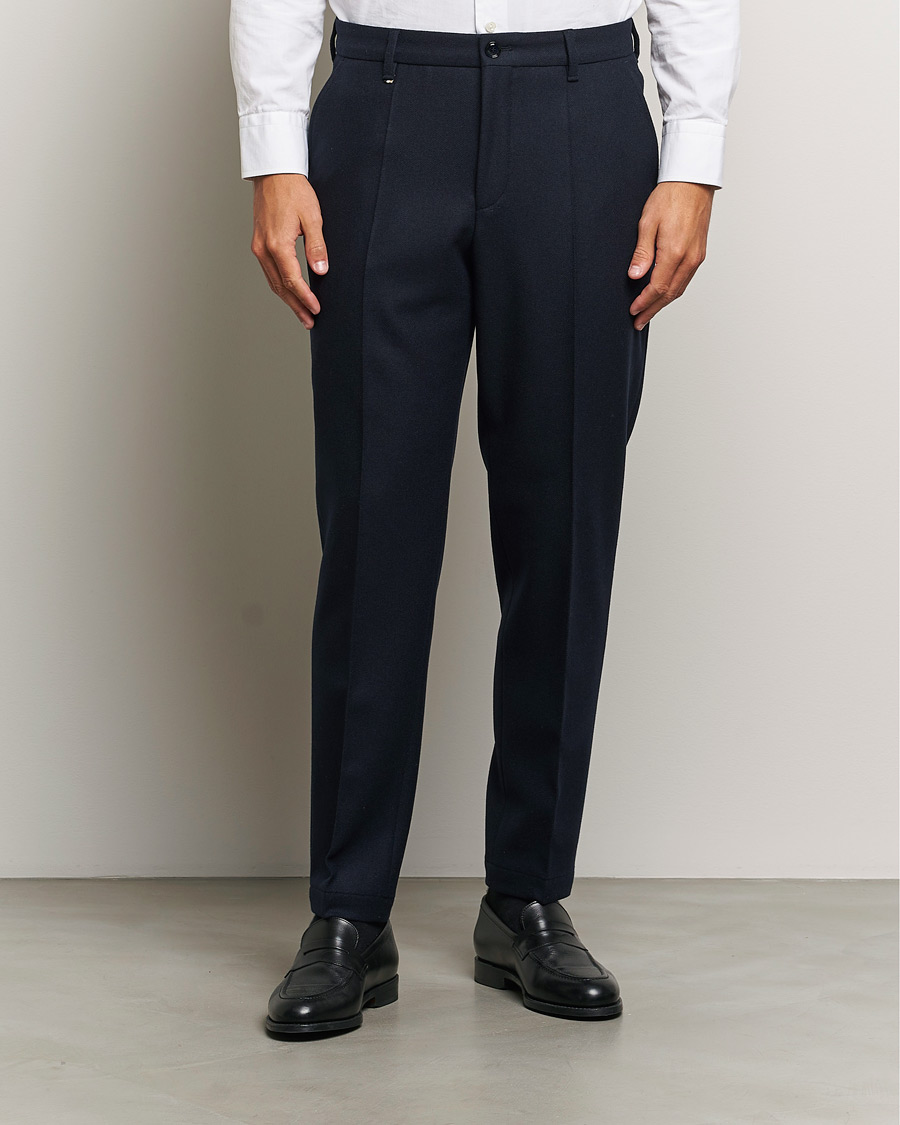 Men | Trousers | BOSS BLACK | Perin Wool Trousers Dark Blue