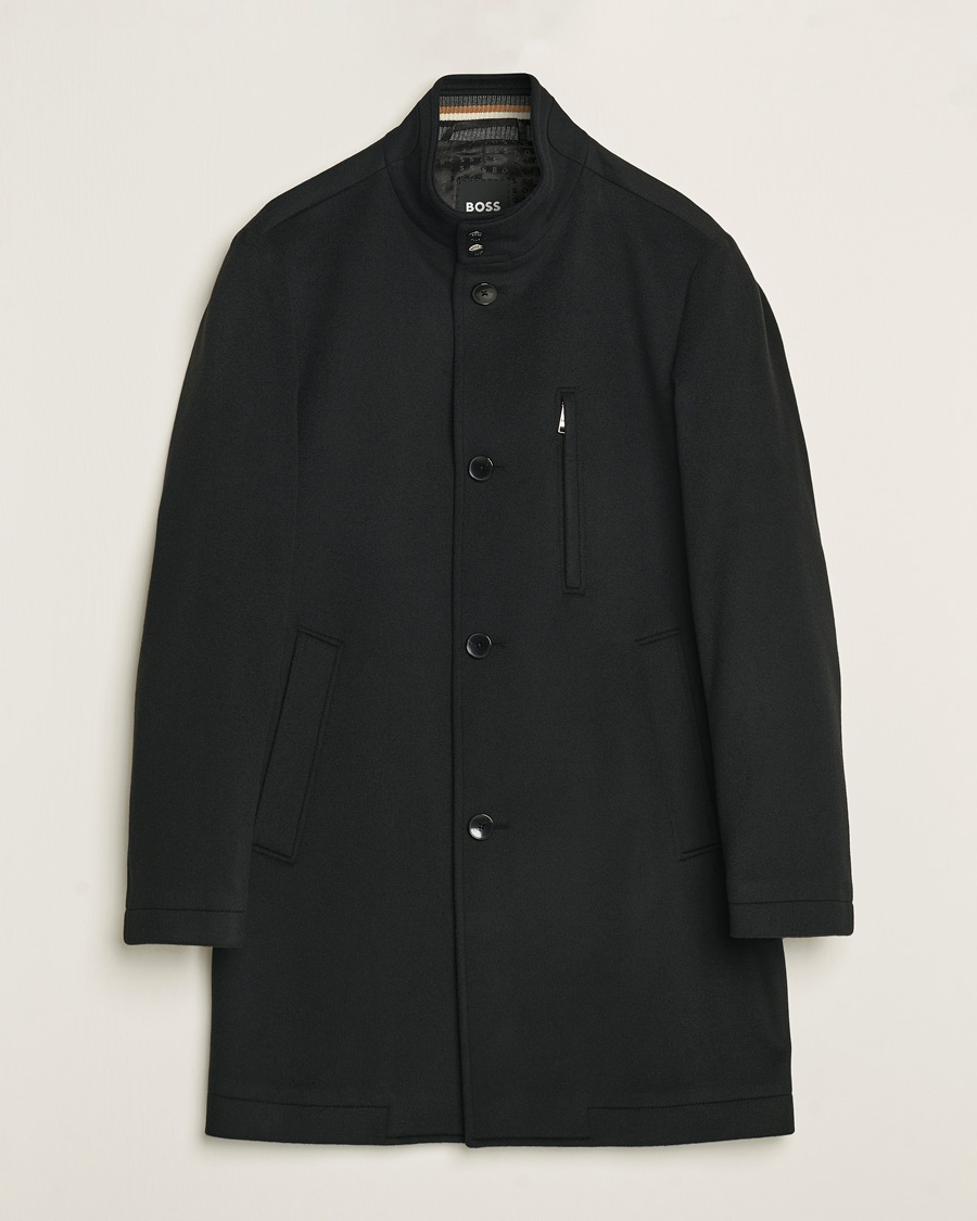 Men | Coats & Jackets | BOSS BLACK | Hyde Stand Up Collar Coat Black