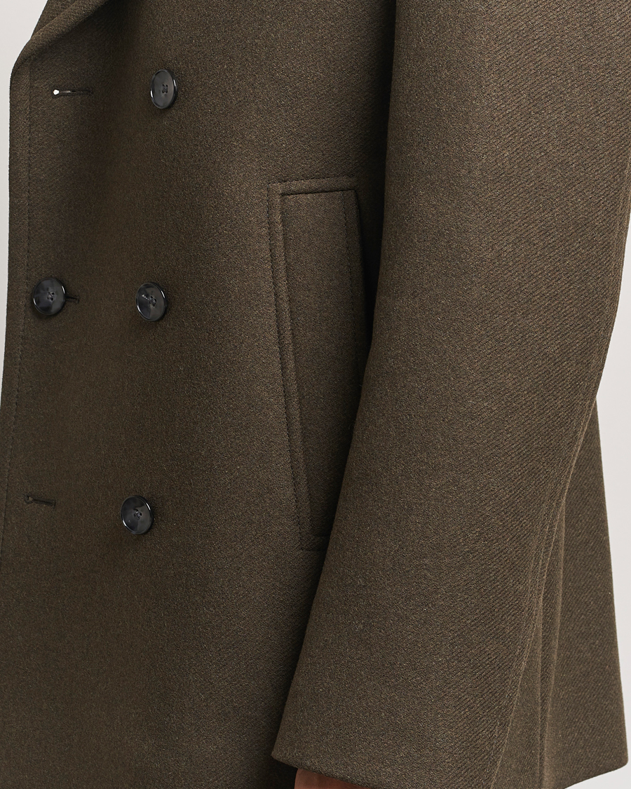 Men | Coats & Jackets | BOSS BLACK | Clay Wool Peacoat Open Green