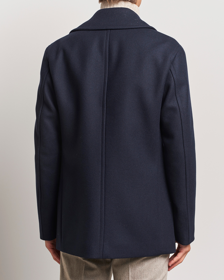 Men | Coats & Jackets | BOSS BLACK | Clay Wool Peacoat Dark Blue