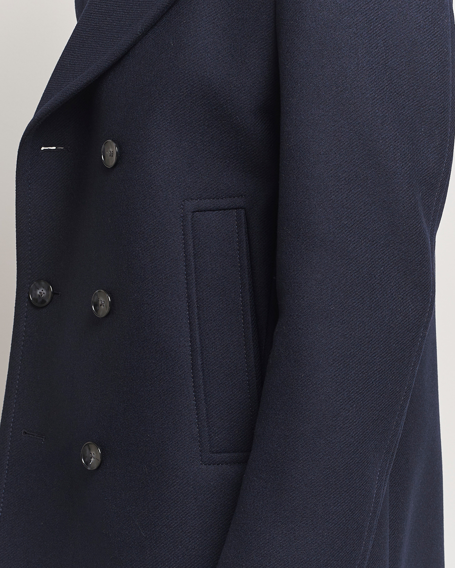Men | Coats & Jackets | BOSS BLACK | Clay Wool Peacoat Dark Blue