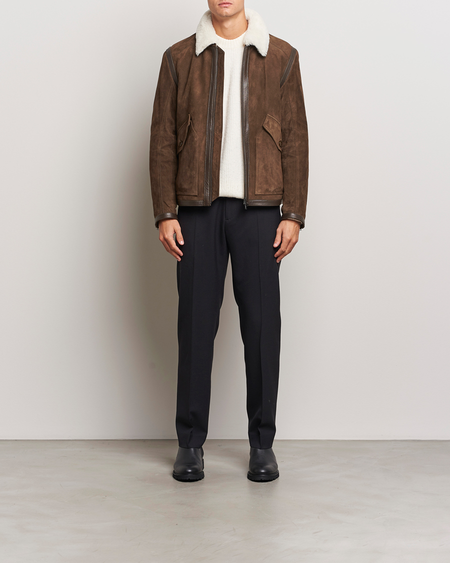Men | Coats & Jackets | BOSS BLACK | Montel Suede Searling Bomber Jacket Brown