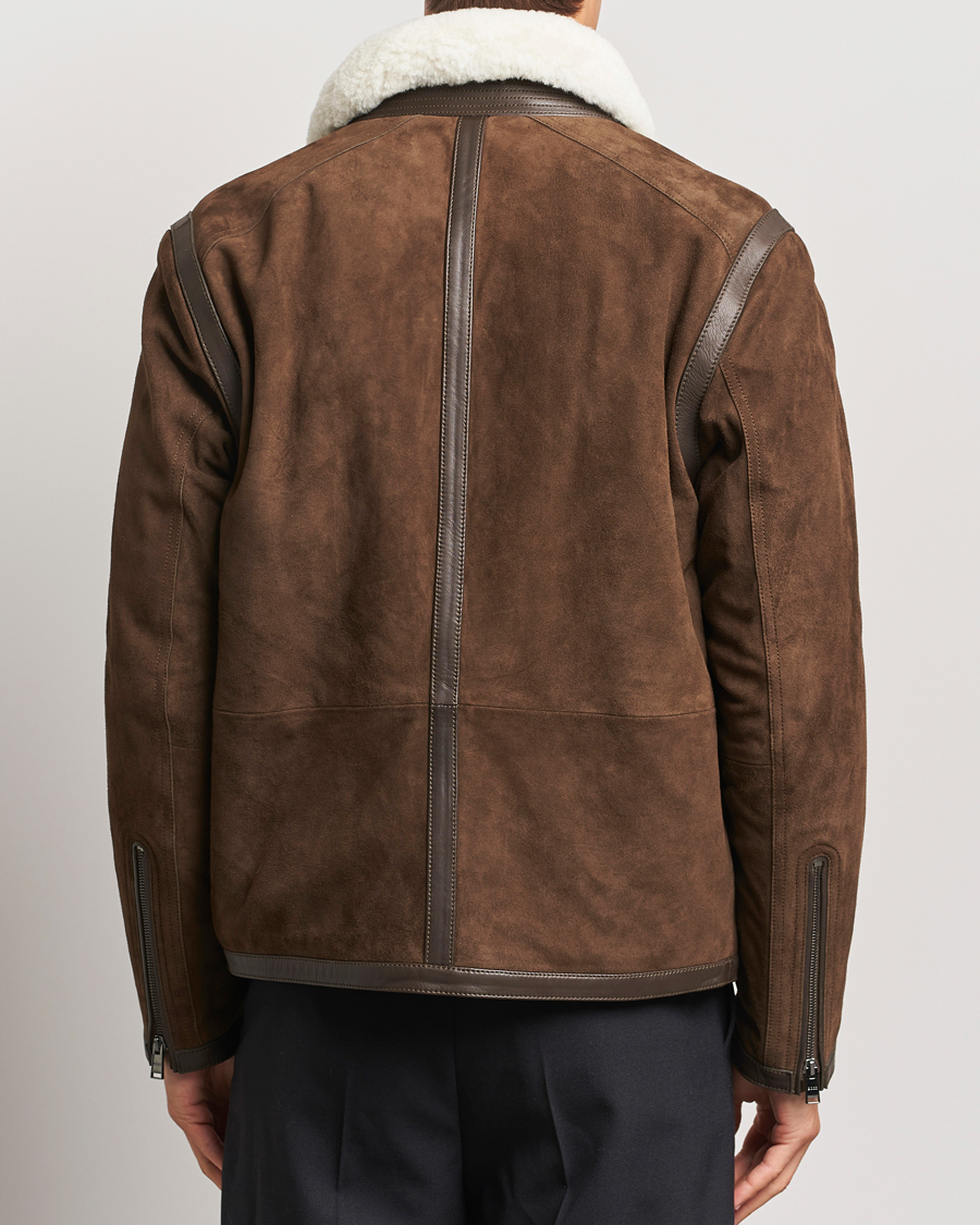 Men | Coats & Jackets | BOSS BLACK | Montel Suede Searling Bomber Jacket Brown