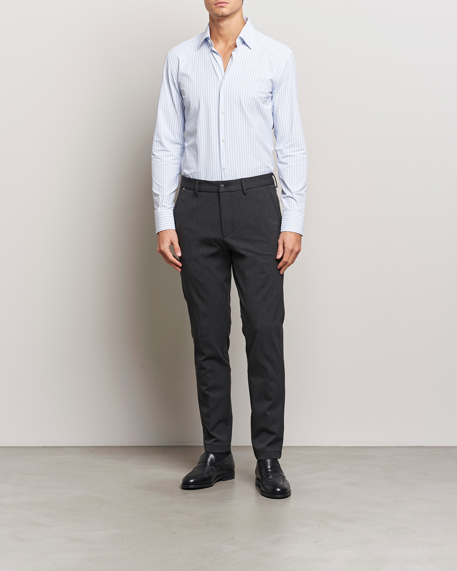 Men | Shirts | BOSS BLACK | Hank Striped 4-Way Stretch Shirt Blue/White