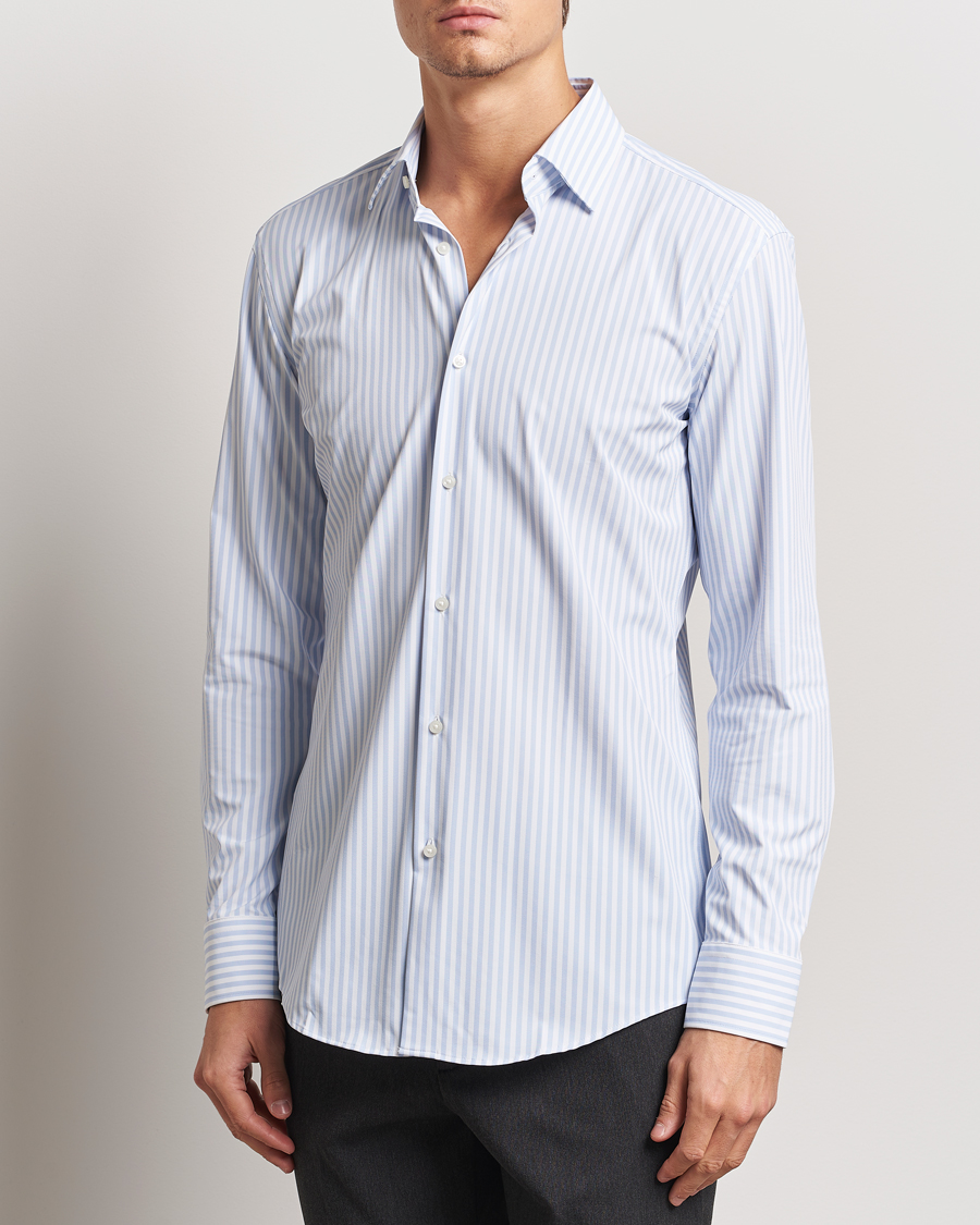 Men | Shirts | BOSS BLACK | Hank Striped 4-Way Stretch Shirt Blue/White