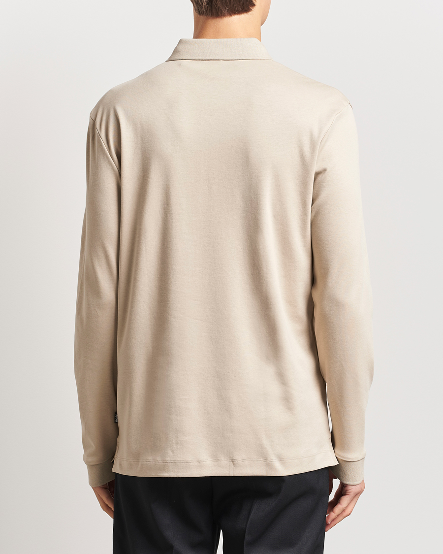 Men | Sweaters & Knitwear | BOSS BLACK | Pado Mercerized Long Sleeve Polo Light Beige