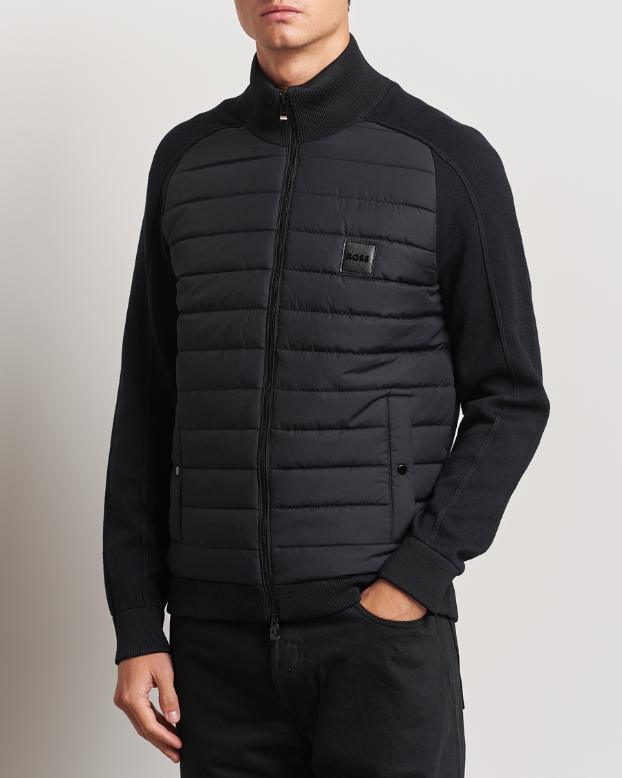Men | Coats & Jackets | BOSS BLACK | Esfero Hybrid Full Zip Black