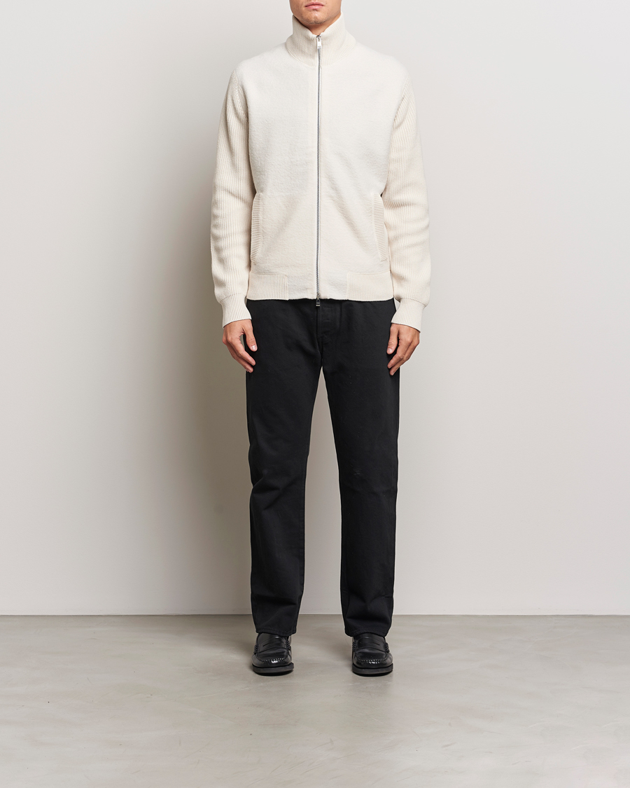 Men | Sweaters & Knitwear | BOSS BLACK | Emeraviglio Wool/Cotton Full Zip Open White