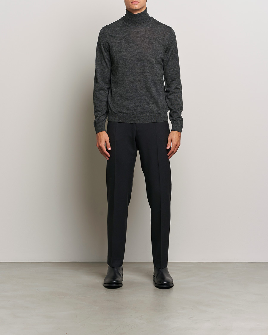 Men | Sweaters & Knitwear | BOSS BLACK | Musso Merino Knitted Polo Black