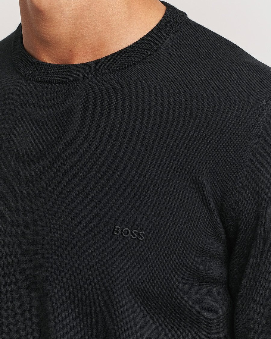 Men | Sweaters & Knitwear | BOSS BLACK | Botto Merino Knitted Pullover Black